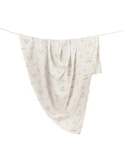 Crane Baby Bunny Single Swaddle Blanket In White
