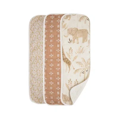 Crane Baby Burp Cloth Set - Kendi Collection In Brown
