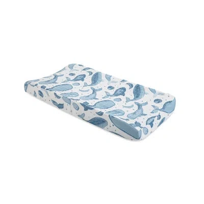 Crane Baby Caspian Whale Change Pad Cover, Fits Standard Size, 32" L, Soft And Durable,  In Blue