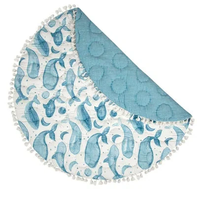 Crane Baby Caspian Whale Themed 40"x40" Cotton Quilted Playmat,
