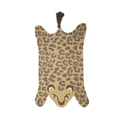 Crane Baby Cheetah Print Handmade 2' X 3' Cotton Area Rug For Baby Nursery Or Kid's Room By  In Brown;beige