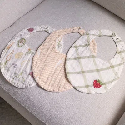 Crane Baby Clementine Fruit & Veggie Cotton Bandana Baby Bib (3 Pack) In Multi