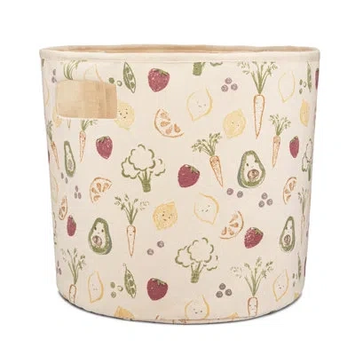 Crane Baby Clementine Fruits & Veggies Canvas Storage Bin In Brown