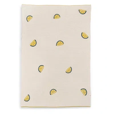 Crane Baby Clementine Lemon Embroidered Knit Baby Blanket In Brown