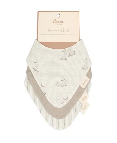 Crane Baby Babies' Cotton 3-pc. Bunny Bib Set In White