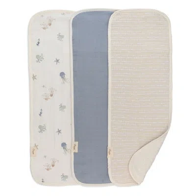 Crane Baby Cove 3-pc. Baby Burp Cloth Set (ocean) In Blue