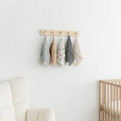 Crane Baby Ezra 5-pc. Wash Cloth Set (woodland Animal) In Beige
