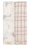 Crane Baby Goose Assorted 2-pack Cotton Muslin Swaddles In Neutral