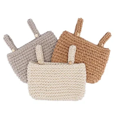 Crane Baby Hanging Storage Bin Trio In Beige