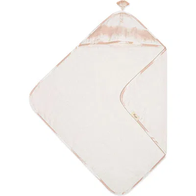 Crane Baby Hooded Cotton Baby Towel In Pink/ White