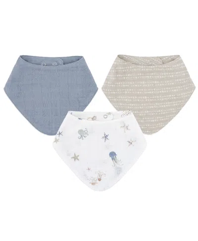 Crane Baby Babies' Infants Cove Sea Life Muslin Bib, 3-pc. Set In Blue
