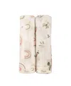 Crane Baby Infants Parker Butterfly/rainbow Swaddle, 2-pc. Set In Beige