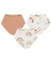 Crane Baby Infants Parker Rainbow/butterfly Muslin Bib, 3-pc. Set In Beige