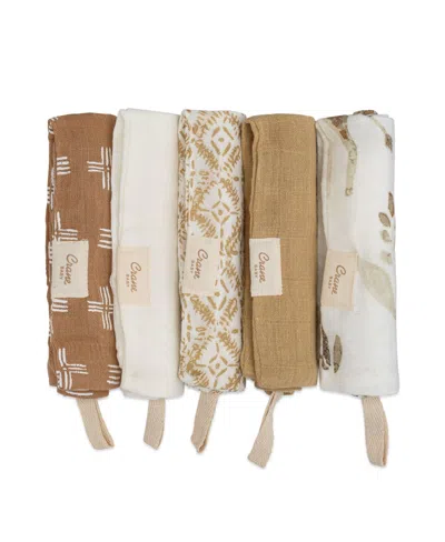 Crane Baby Babies' Infants Safari Animal Kendi Wash Cloth, 5-pc. Set In Beige