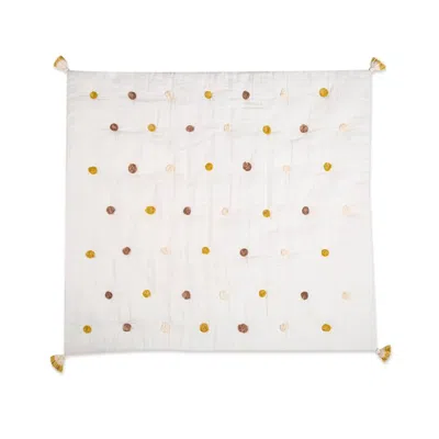 Crane Baby Kendi Pom Pom Blanket In White