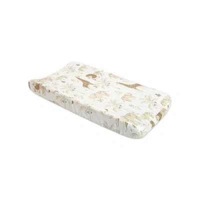 Crane Baby Kendi Safari Animal Changing Pad Cover - Soft Cotton Sateen - Fits Standard 32 X 16 In White;brown