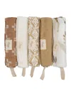 Crane Baby Kendi Safari Animal Washcloths, 5 Pack In Beige