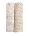 Crane Baby 2-pack Assorted Swaddle Blankets In Beige