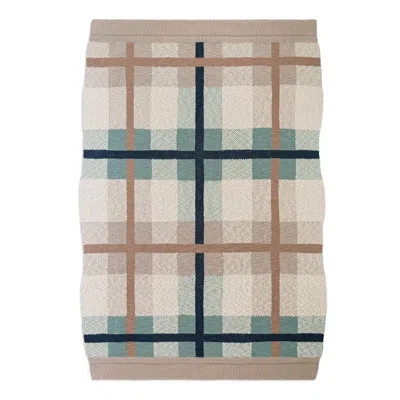 Crane Baby Knitted Plaid Blanket In Beige