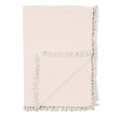 Crane Baby Light Pink 100% Cotton Baby Blanket, Stroller And Swaddle Blanket,