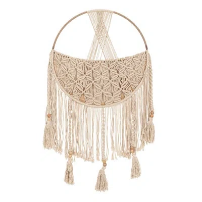 Crane Baby Macrame Boho Toy Storage In Beige