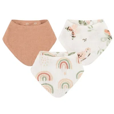 Crane Baby Parker 3-pc. Muslin Bib Set (rainbow/butterfly) In Blue