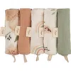 Crane Baby Parker 5-pack Assorted Cotton Muslin Washcloths In Beige