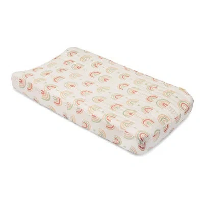 Crane Baby Parker Quilted Change Pad Cover (rainbow) In White