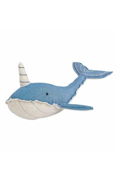 Crane Baby Plush Cotton Stuffed Animal In Blue/ White