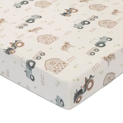 Crane Baby Tractor Crib Fitted Sheet In Beige