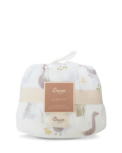 Crane Baby Unisex Charlie Fitted Crib Sheet In White