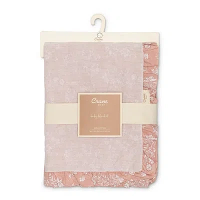 Crane Baby Violet Floral Muslin Baby Blanket With Ruffle Trim In Pink