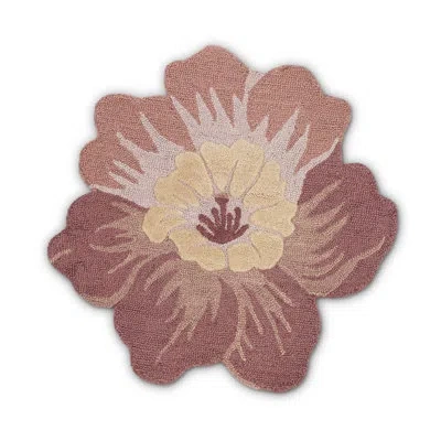 Crane Baby Violet Hand-tufted Wool Nursery Rug (36" Round) In Pink