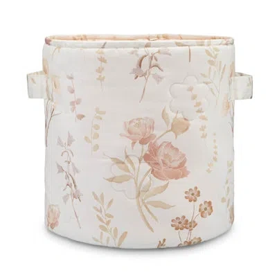 Crane Baby Violet Quilted Nursery Storage Bin In Beige