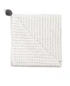 Crane Baby White And Black Stitched Stripe Blanket In White