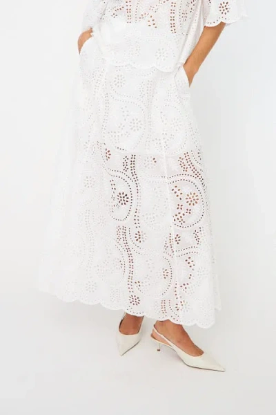 Cras Briza Broderie Anglaise Maxi Skirt In White