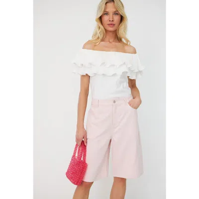 Cras Flounce Ruffle Bardot Top In White