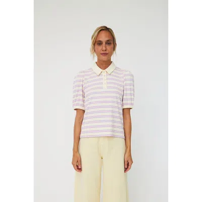 Cras Kleo Striped Polo Shirt In Brown