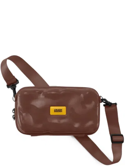 Crash Baggage Mini Icon Dented-effect Crossbody Bag In Brown