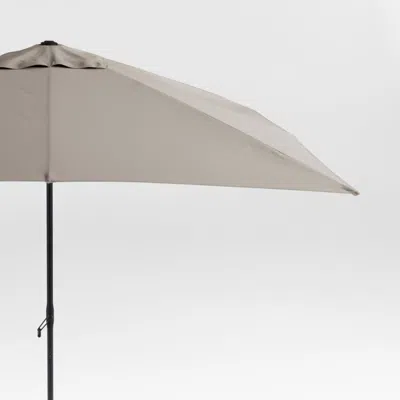 Crate & Barrel 10' Rectangle Sunbrella® Cast Ash Brown Outdoor Patio Umbrella With Black Metal Frame In Neutral