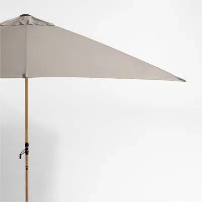 Crate & Barrel 10' Rectangle Sunbrella® Cast Ash Brown Outdoor Patio Umbrella With Faux Wood Metal Frame In Neutral