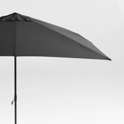 Crate & Barrel 10' Rectangle Sunbrella® Cast Charcoal Grey Outdoor Patio Umbrella With Black Metal Frame