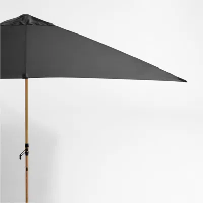 Crate & Barrel 10' Rectangle Sunbrella® Cast Charcoal Grey Outdoor Patio Umbrella With Faux Wood Metal Frame In Gray