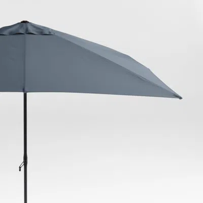 Crate & Barrel 10' Rectangle Sunbrella® Cast Harbor Outdoor Patio Umbrella With Black Metal Frame In Blue