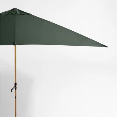 Crate & Barrel 10' Rectangle Sunbrella® Cast Ivy Green Outdoor Patio Umbrella With Faux Wood Metal Frame
