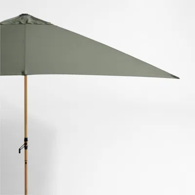 Crate & Barrel 10' Rectangle Sunbrella® Cast Sage Outdoor Patio Umbrella With Faux Wood Metal Frame In Green