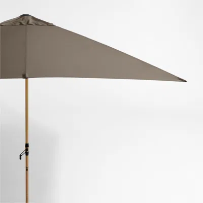 Crate & Barrel 10' Rectangle Sunbrella® Cast Shale Outdoor Patio Umbrella With Faux Wood Metal Frame In Brown