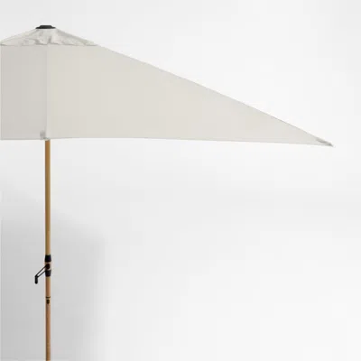 Crate & Barrel 10' Rectangle Sunbrella® Cast Silver Outdoor Patio Umbrella With Faux Wood Metal Frame In Gray