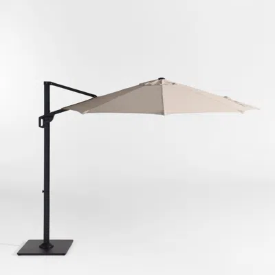 Crate & Barrel 10' Round Sunbrella® Cast Ash Brown Cantilever Outdoor Patio Umbrella With Black Metal Frame In Neutral