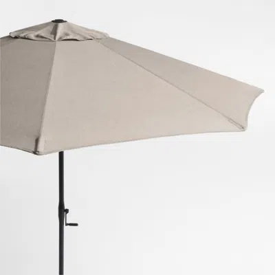 Crate & Barrel 10' Round Sunbrella® Cast Ash Brown Outdoor Patio Umbrella With Black Metal Frame In Gray